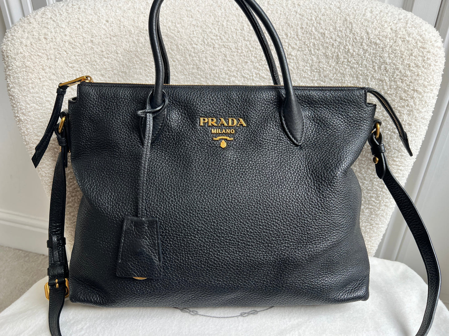 Prada Black Vitello Daino Shoulder Bag