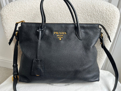 Prada Black Vitello Daino Shoulder Bag