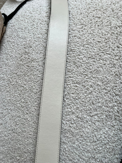 Gucci GG Marmont White Wide Leather Belt with Shiny Gold Buckle (RRP £410)