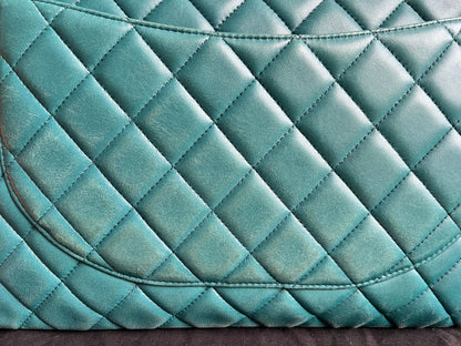 Chanel Maxi Single Flap in Teal Lambskin Silver Hardware