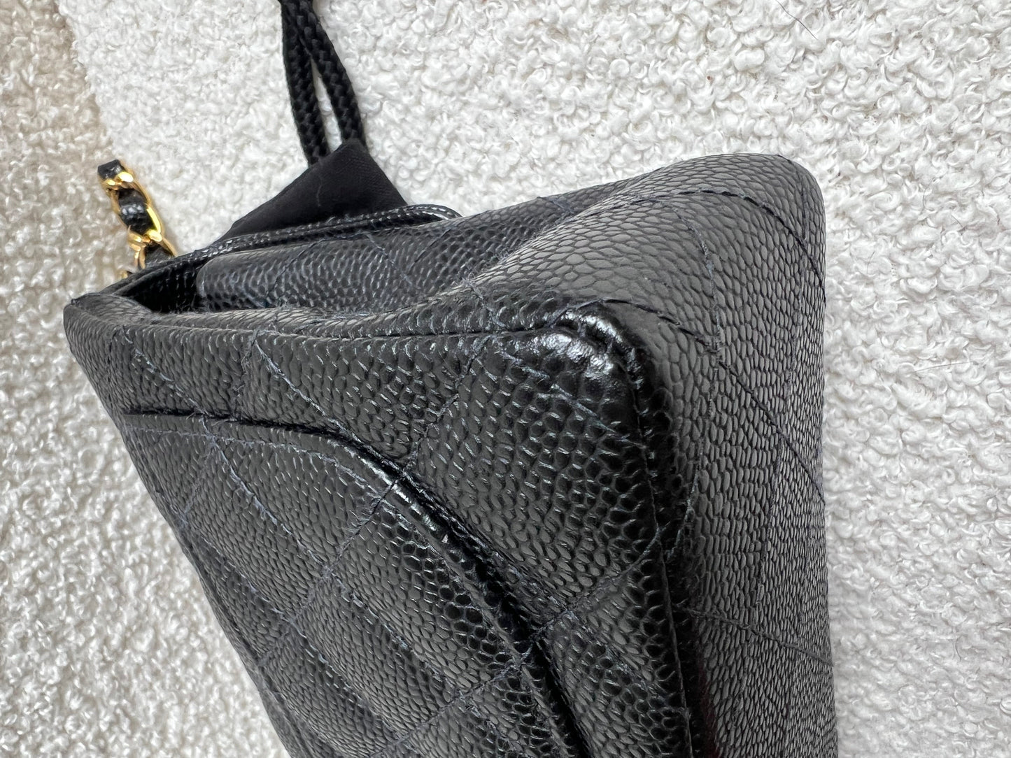 Chanel Square Mini Classic Flap in Black Caviar with gold hardware