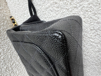 Chanel Square Mini Classic Flap in Black Caviar with gold hardware