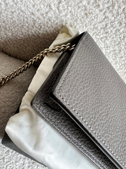 Gucci Dollar Grey Interlocking Chain Wallet