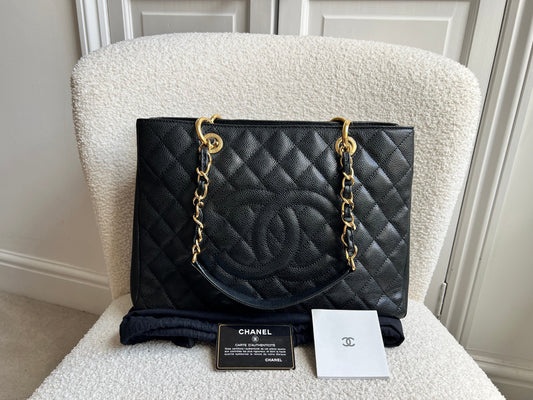 Chanel Black Caviar Grand Shopper Tote Gold Hardware (GST)