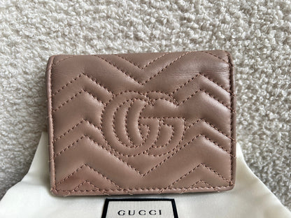 Gucci GG Dusty Pink Marmont Matelassé Card Case Wallet (RRP £410)