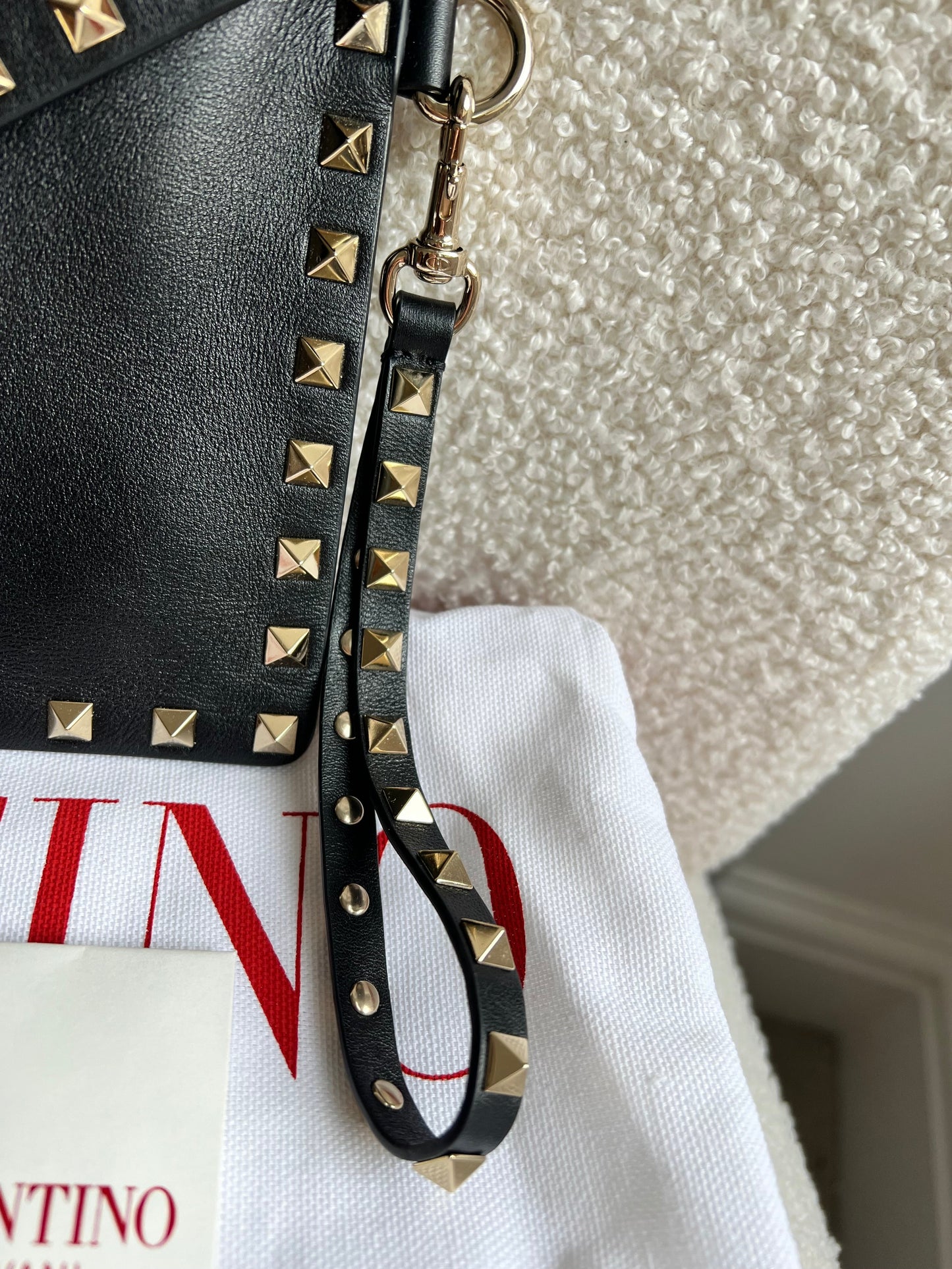 Valentino Garavani Rockstud Calfskin Clutch Pouch Black (RRP £570)