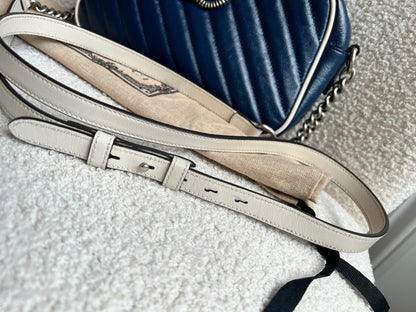 Gucci Torchon GG Navy Marmont Small Shoulder Bag