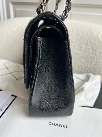 Chanel Jumbo Double Flap in Black Caviar with silver hardware