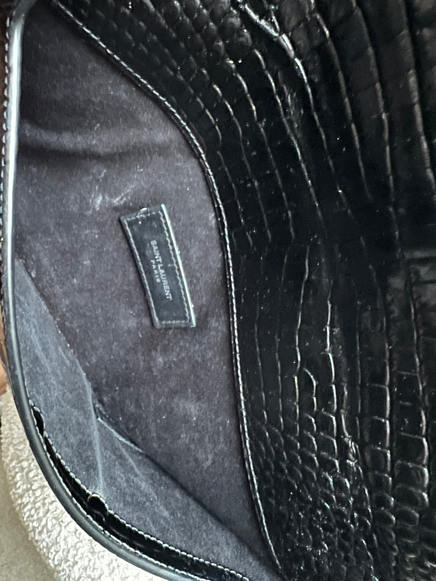 Yves Saint Laurent (YSL) Black Croc Uptown Pouch Clutch (RRP £580)