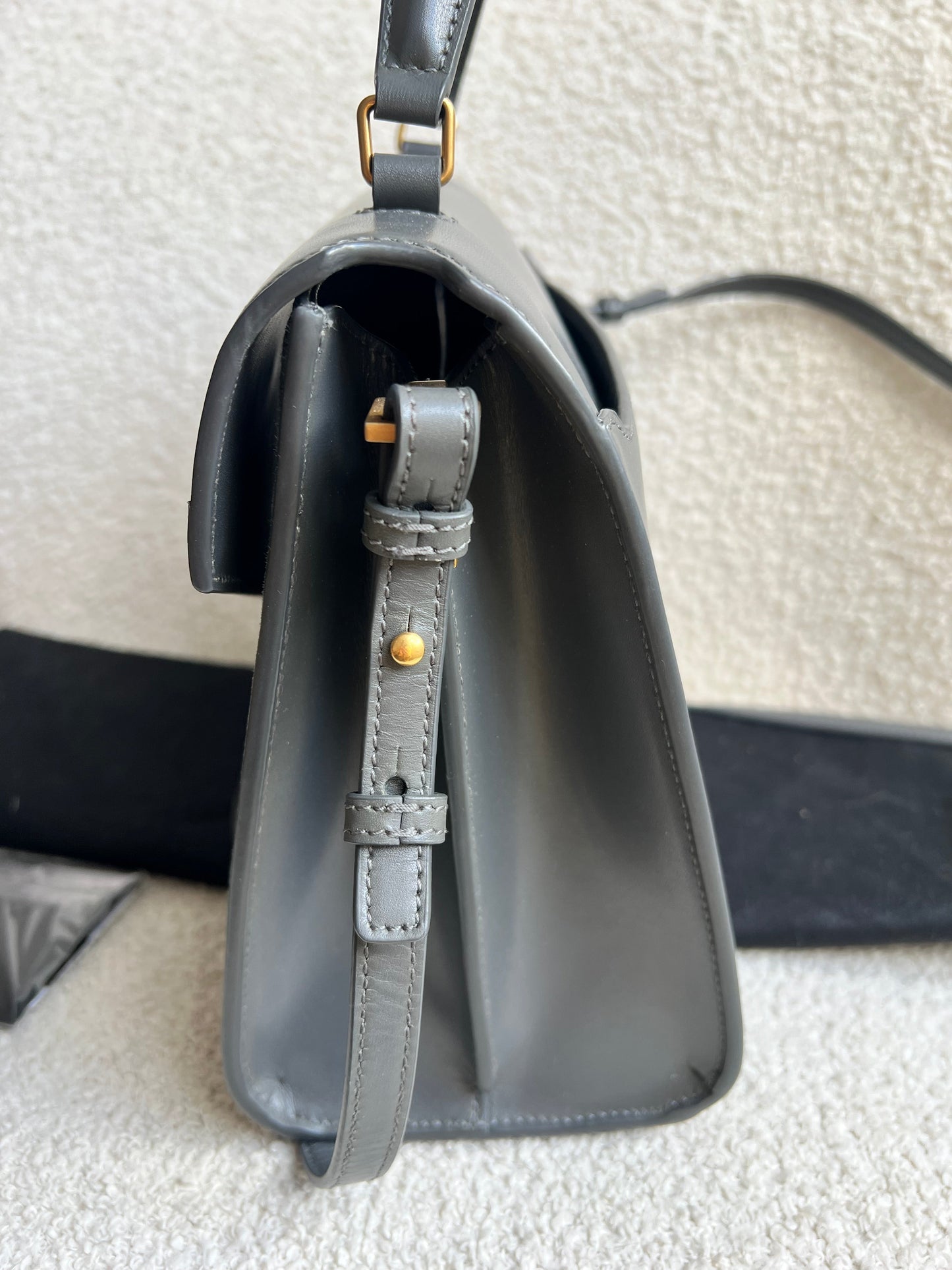 Saint Laurent YSL Cassandra Top Handle with Strap in Storm Grey Calfskin & Suede (RRP £2740)