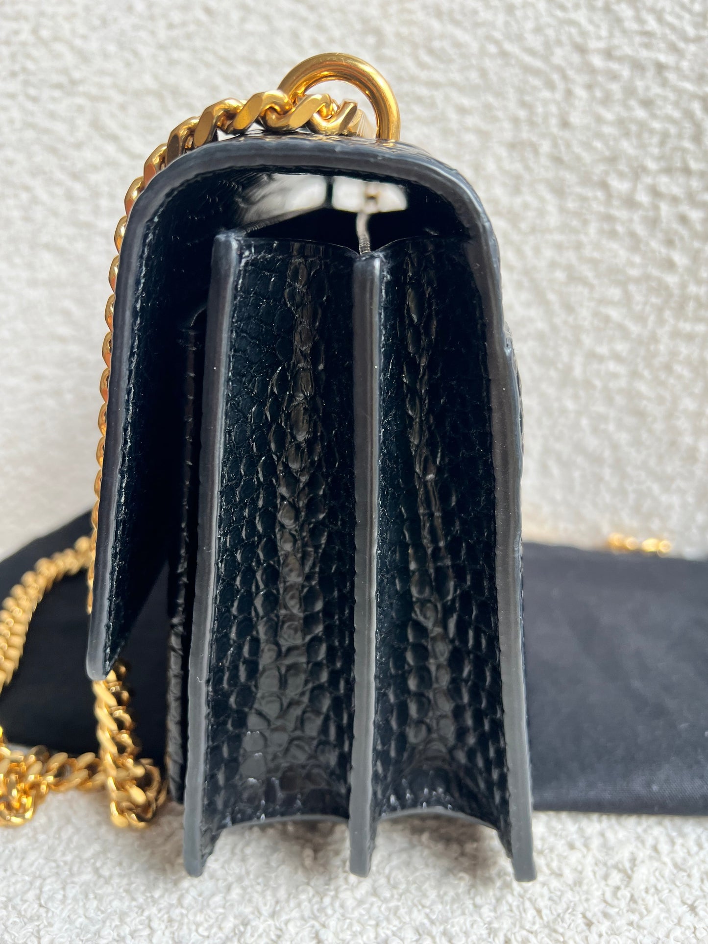 Yves Saint Laurent (YSL) Black Croc Medium Sunset with Gold Hardware (RRP £2,230)