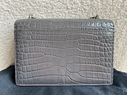 Yves Saint Laurent (YSL) Grey Croc Mini Sunset with Silver Hardware (RRP £1,545)