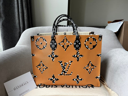 Louis Vuitton Limited Edition On the Go GM Jungle Giant Monogram Ivory Havana Beige (RRP £2,450)