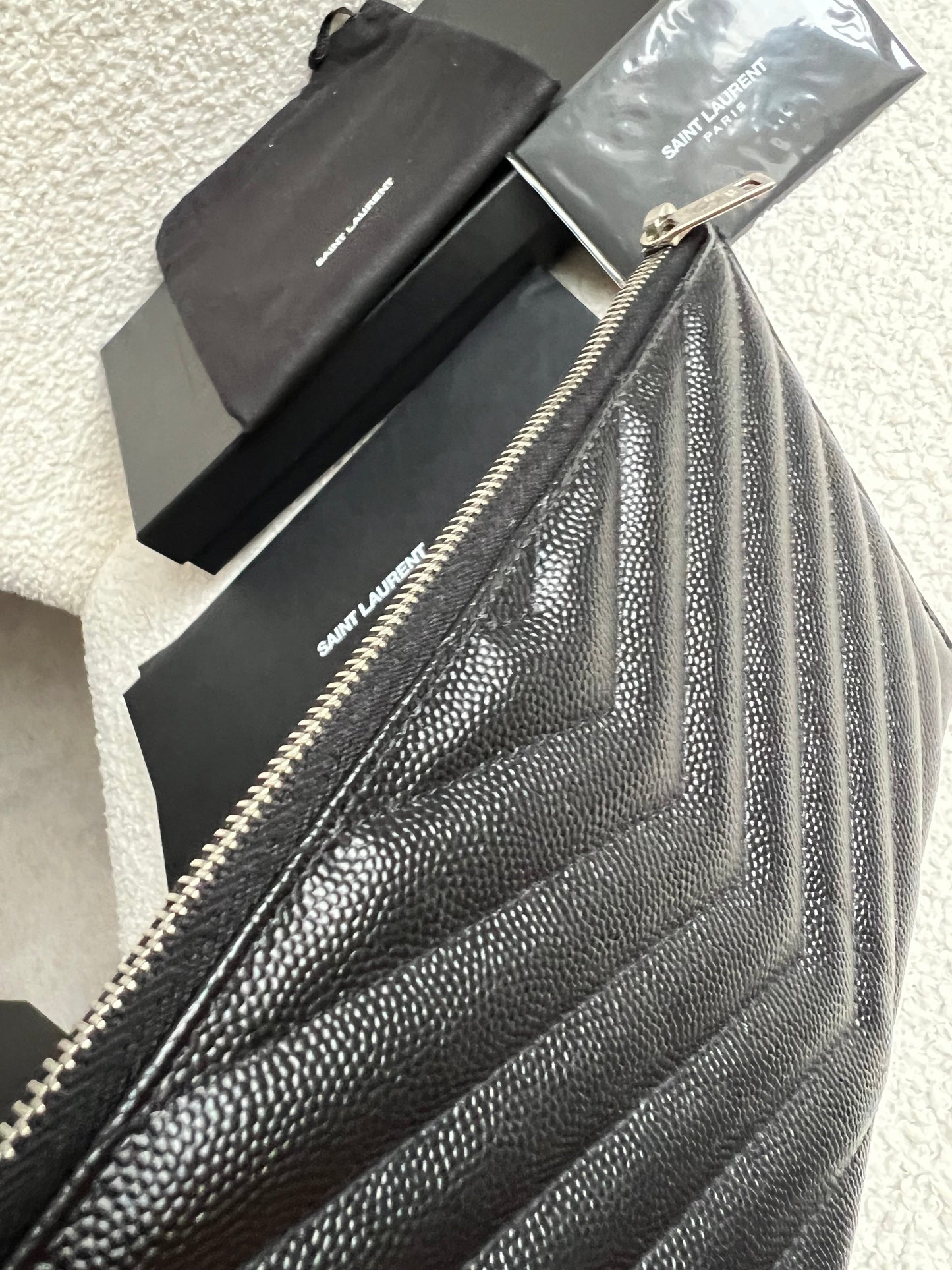 Yves Saint Laurent (YSL) Black Cassandra Zip Pouch (RRP £365)