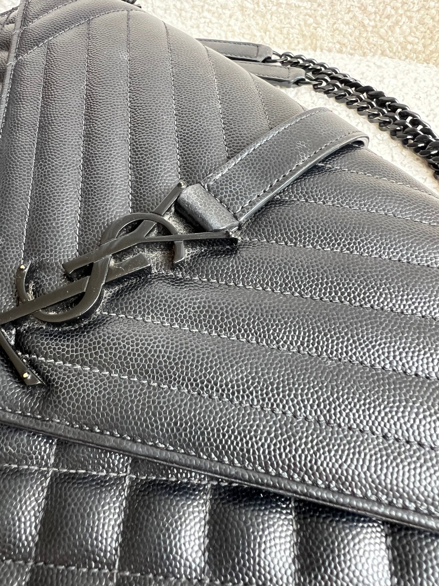 Yves Saint Laurent (YSL) Large Black on Black Envelope Bag (RRP £2,400)
