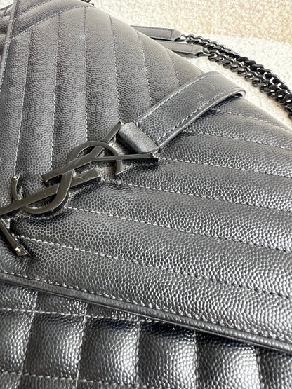 Yves Saint Laurent (YSL) Large Black on Black Envelope Bag (RRP £2,400)