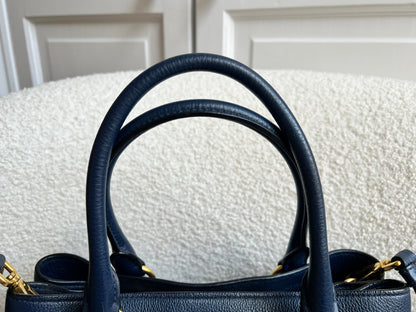 Prada Blue Vitello Daino Two Way Tote