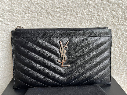 Yves Saint Laurent (YSL) Black Cassandra Zip Pouch (RRP £365)