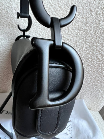 Christian Dior Black Ultra Matte Saddle Bag with Strap