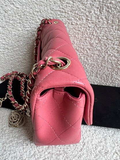Chanel Mini Rectangular Classic Flap Valentines Day Edition in Pink Lambskin