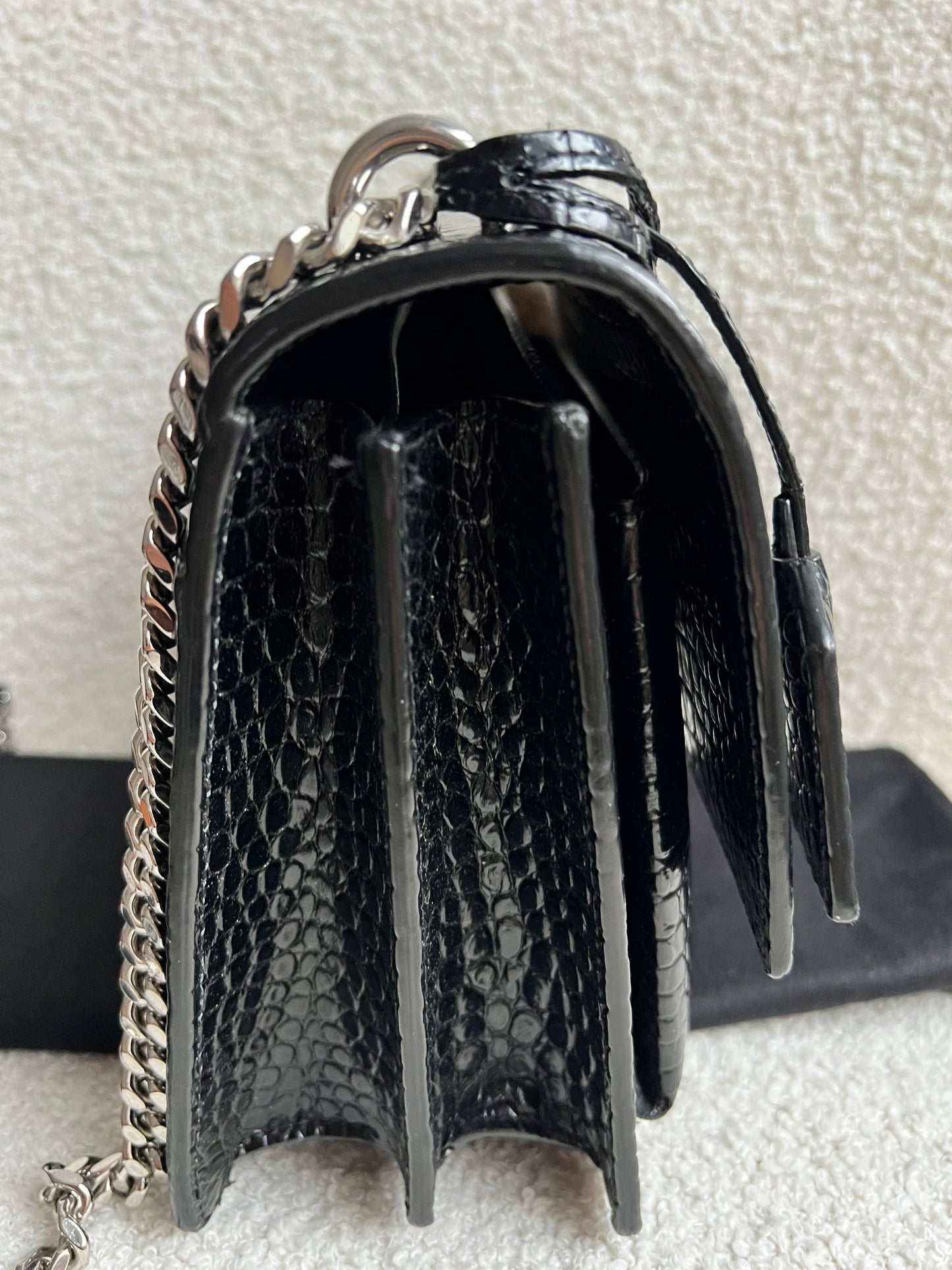 Yves Saint Laurent (YSL) Black Croc Medium Sunset with Silver Hardware (RRP £2,200)