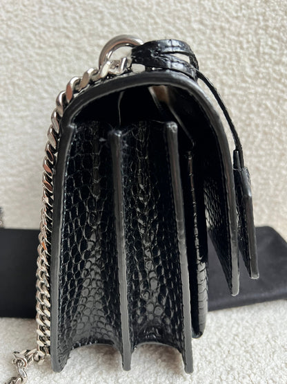 Yves Saint Laurent (YSL) Black Croc Medium Sunset with Silver Hardware (RRP £2,200)
