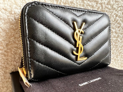 Yves Saint Laurent Black Lambskin Cassandre Small Zip Wallet (RRP £400)
