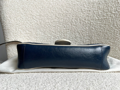 Gucci GG Navy and White Torchon Marmont Small Shoulder Bag