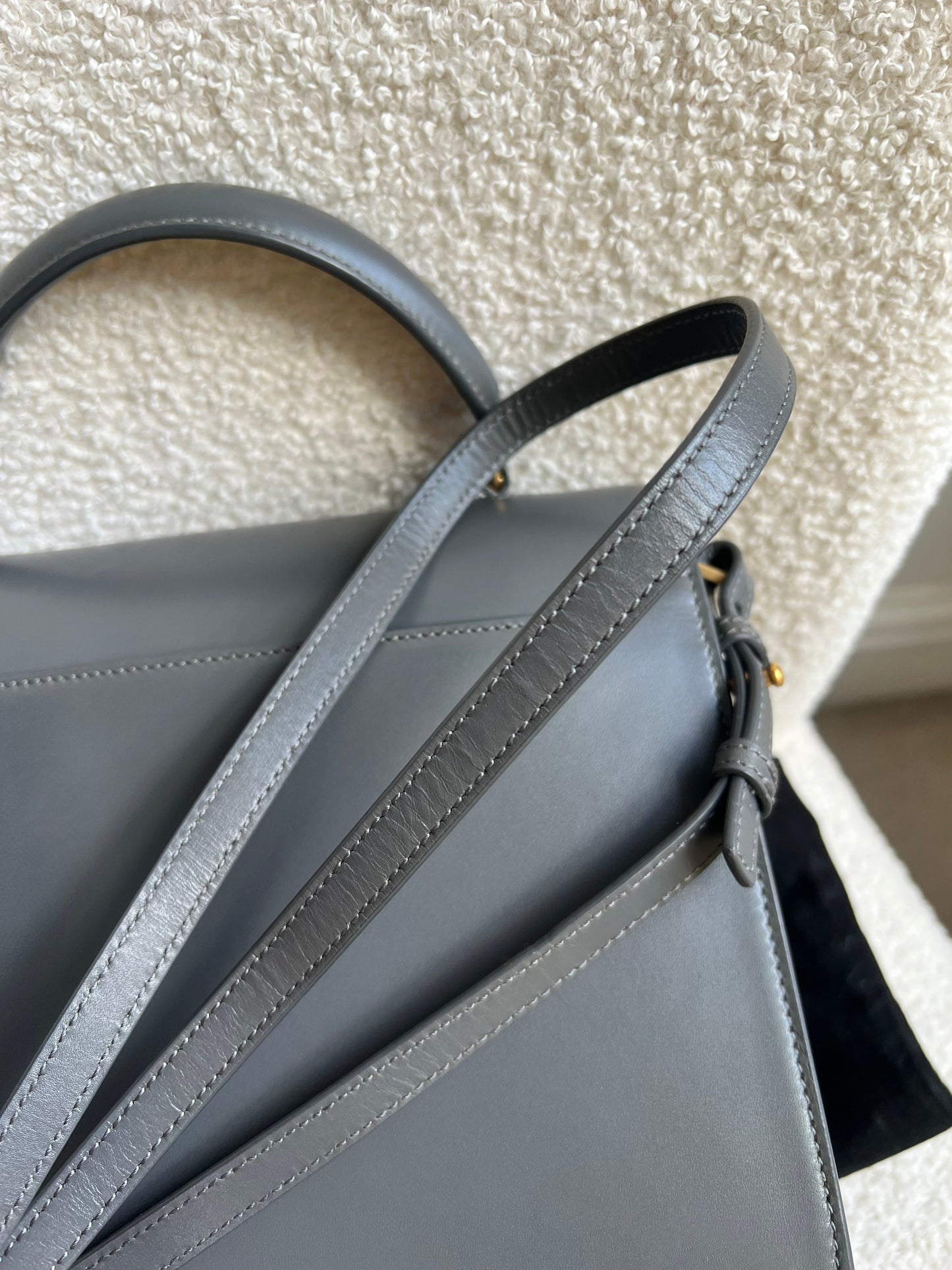 Saint Laurent YSL Cassandra Top Handle with Strap in Storm Grey Calfskin & Suede (RRP £2740)