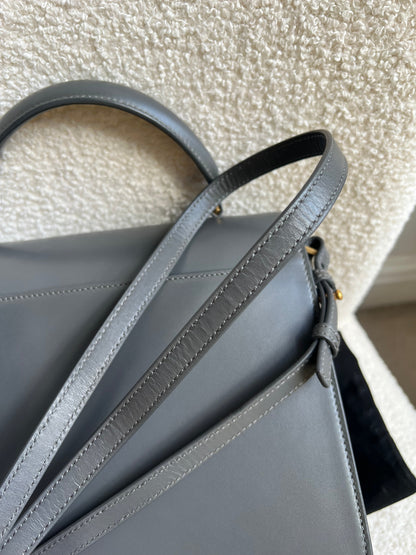 Saint Laurent YSL Cassandra Top Handle with Strap in Storm Grey Calfskin & Suede (RRP £2740)