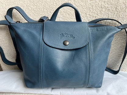 Longchamp Blue Leather Pliage Mini Backpack (RRP £320)