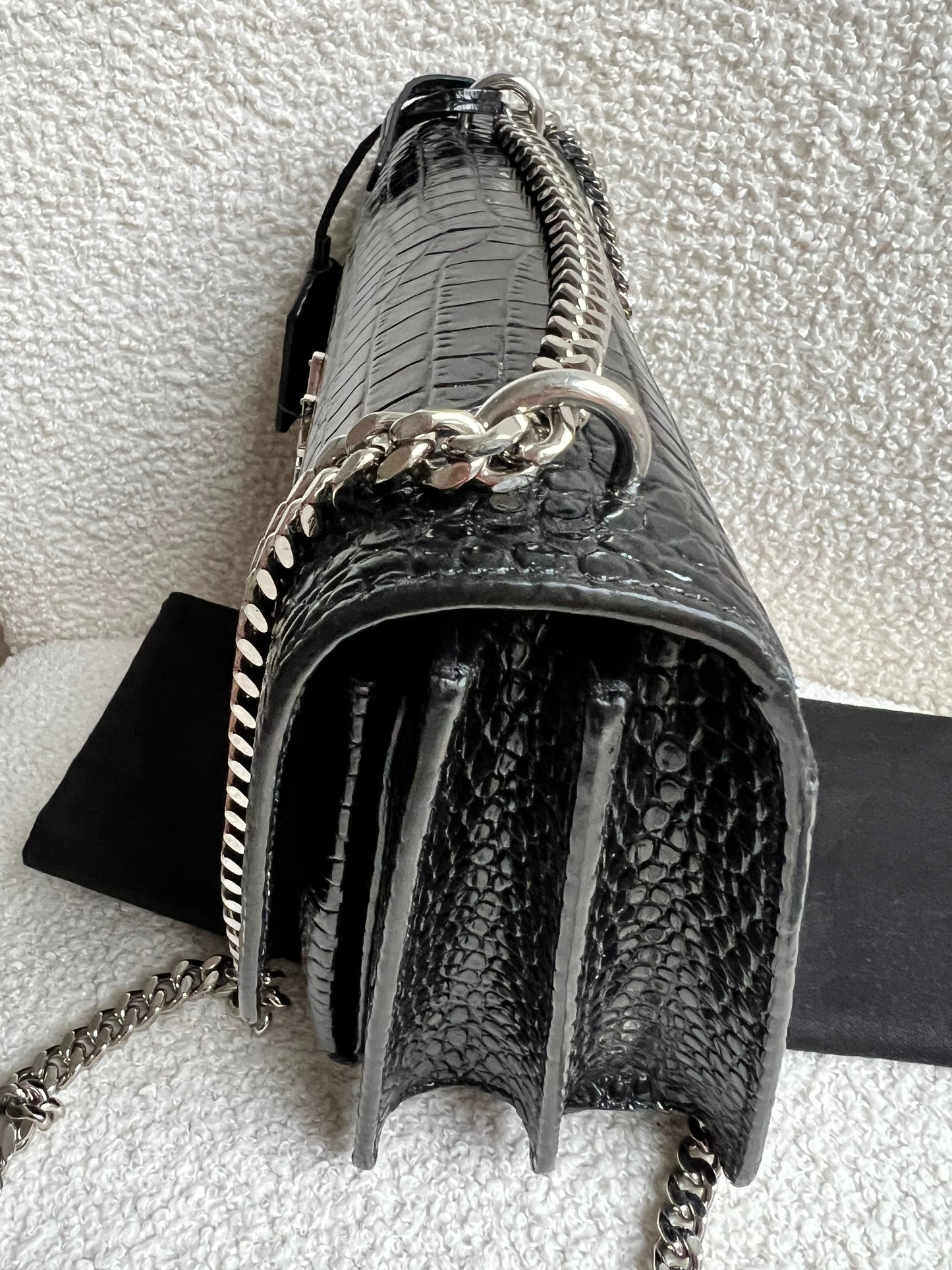 Yves Saint Laurent (YSL) Black Croc Medium Sunset with Silver Hardware (RRP £2,200)