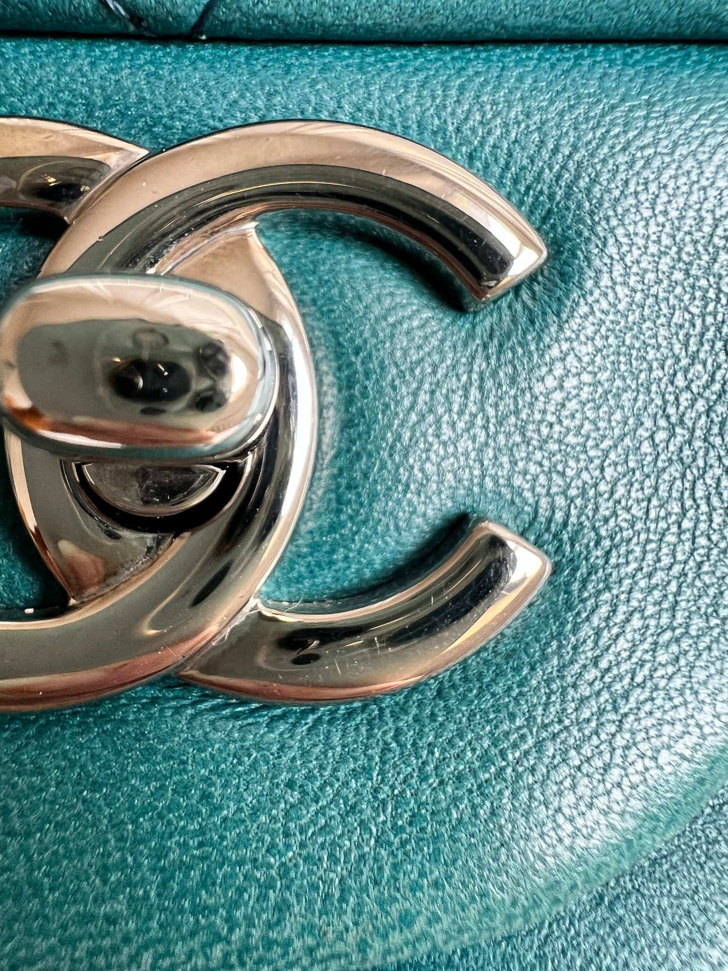 Chanel Maxi Single Flap in Teal Lambskin Silver Hardware