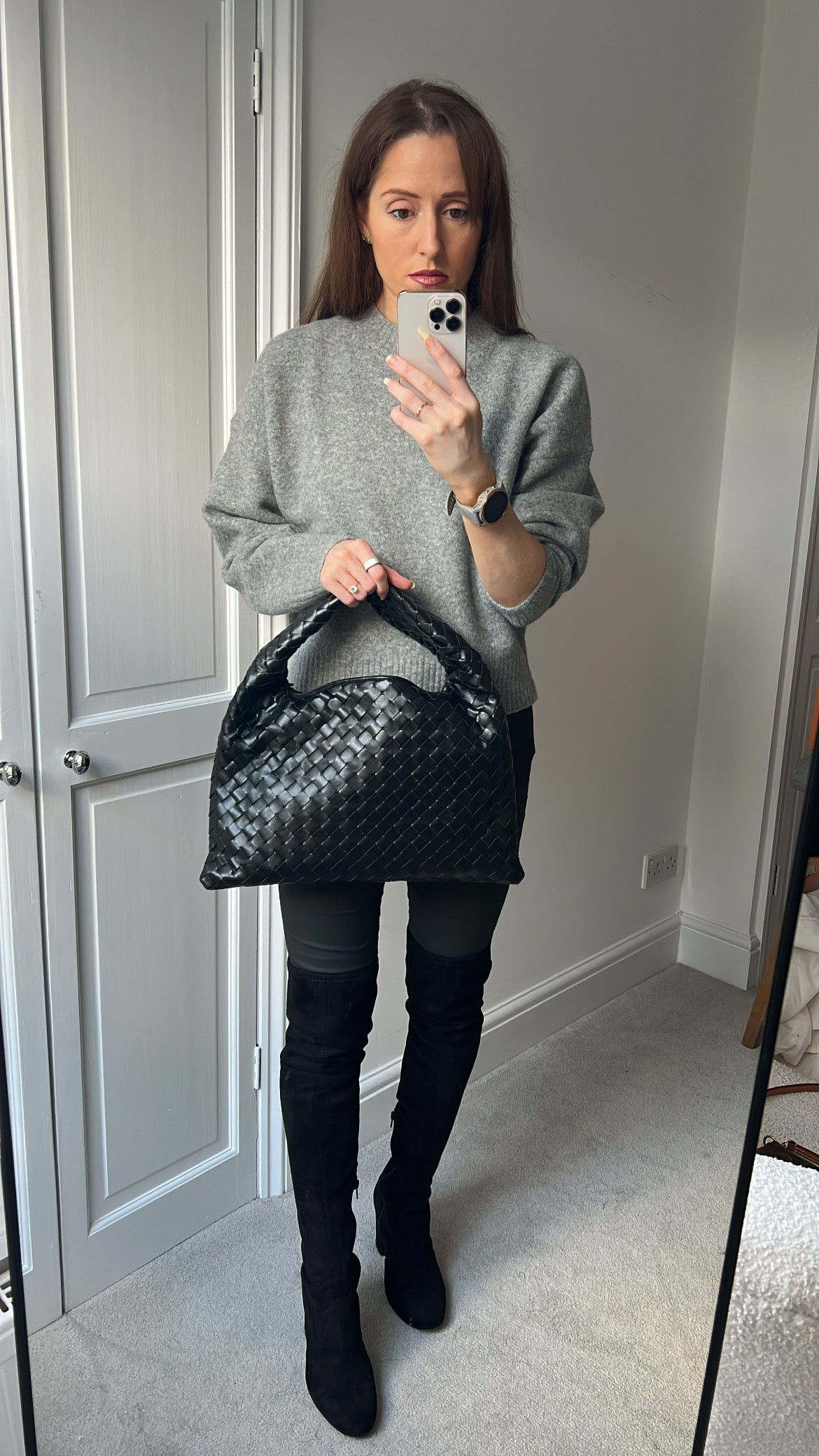 Bottega Veneta Black Small Hop Intraciatto (RRP £3370)