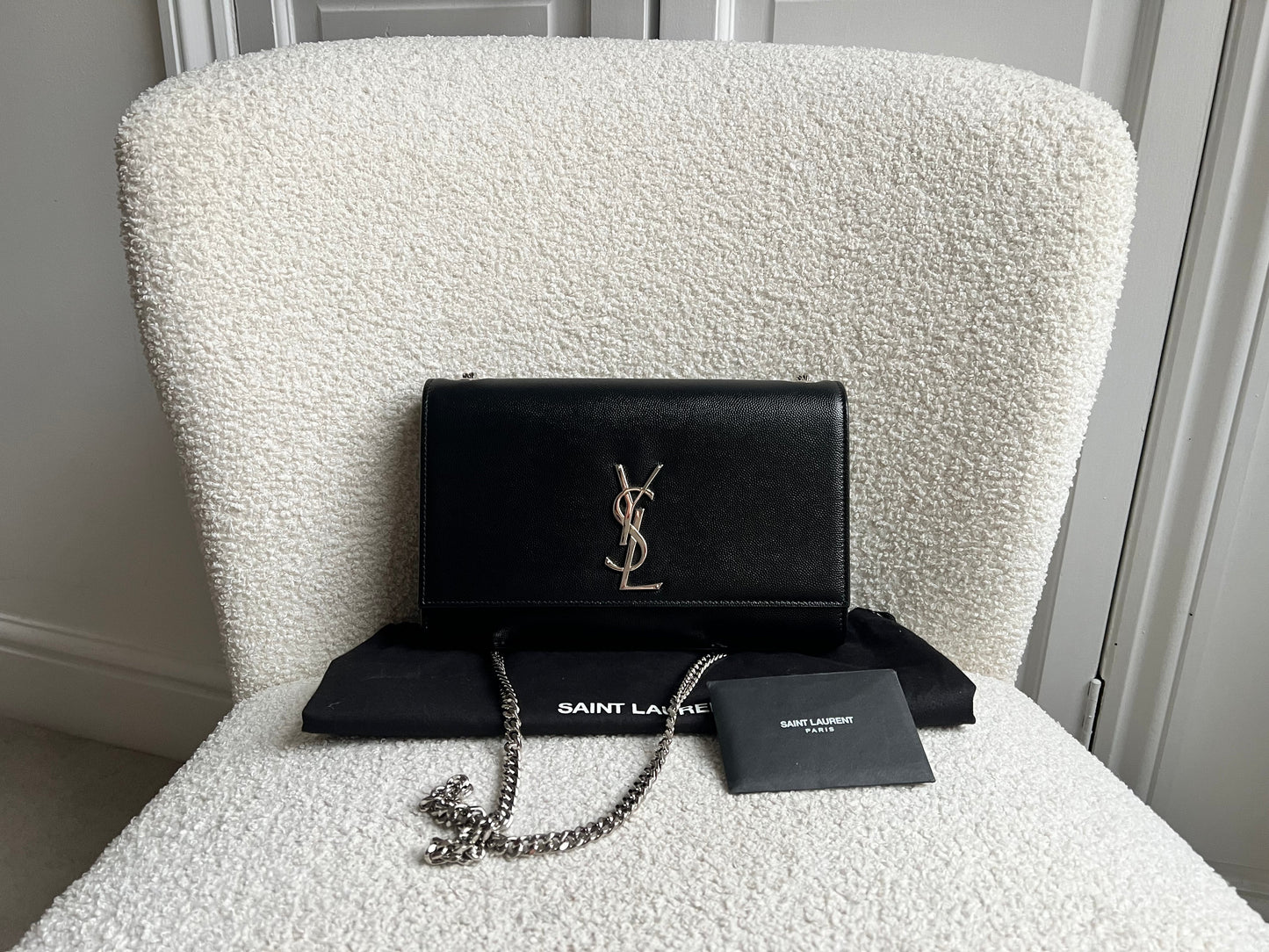 Yves Saint Laurent (YSL) Black Medium Kate with Silver Hardware (RRP £1730)