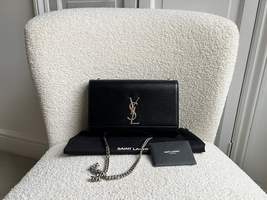 Yves Saint Laurent (YSL) Black Medium Kate with Silver Hardware (RRP £1730)