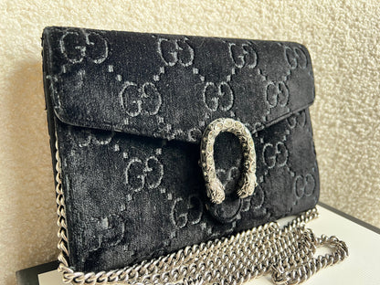 Gucci Black Velvet Dionysus Mini Chain Bag