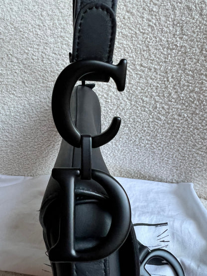 Christian Dior Black Ultra Matte Saddle Bag with Strap