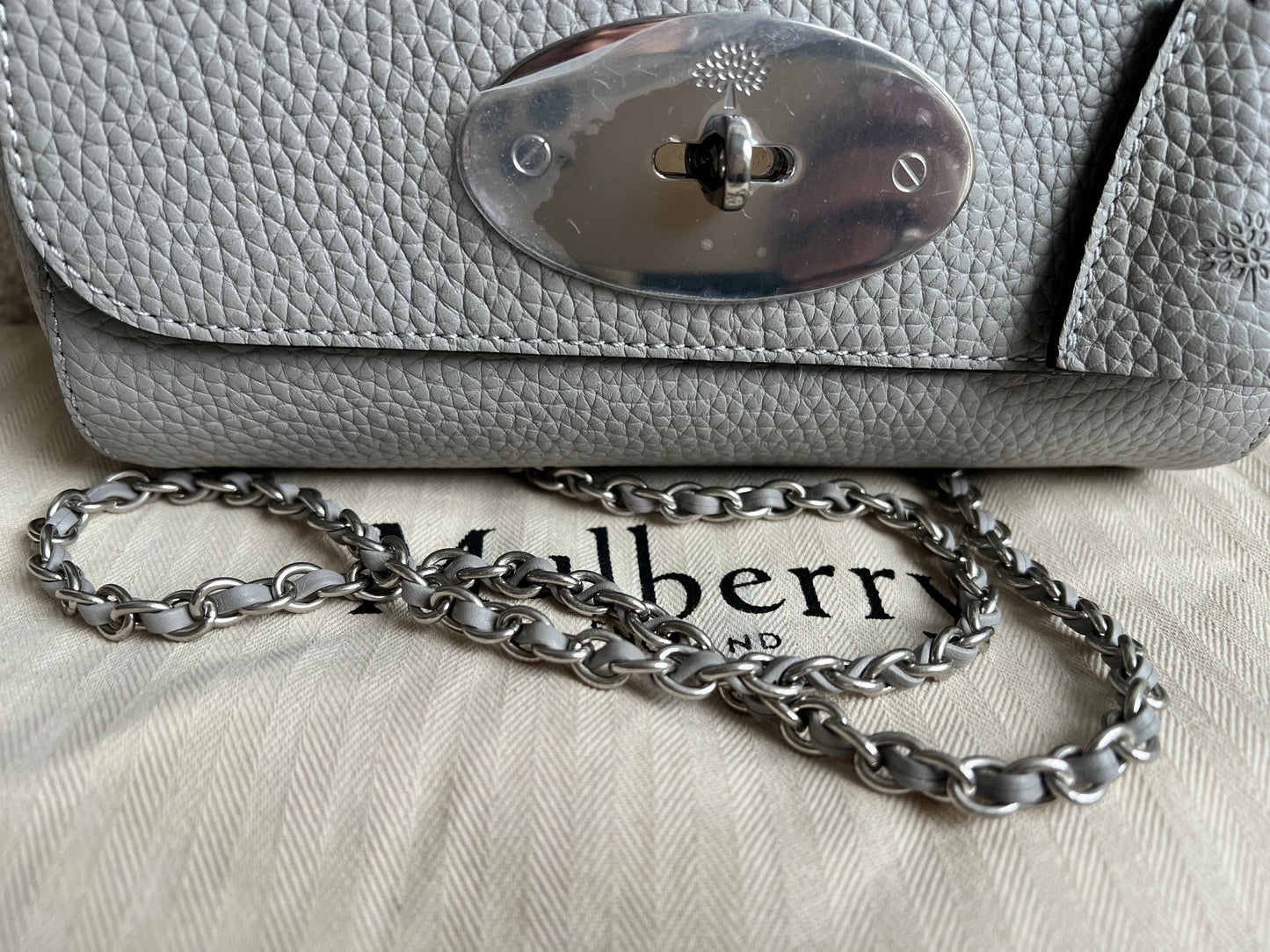 Mulberry Pale Grey Regular Lily Heavy Grain (RRP £1095)