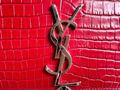 Yves Saint Laurent (YSL) Red Croc Small Kate with Silver Hardware (RRP £1,675)