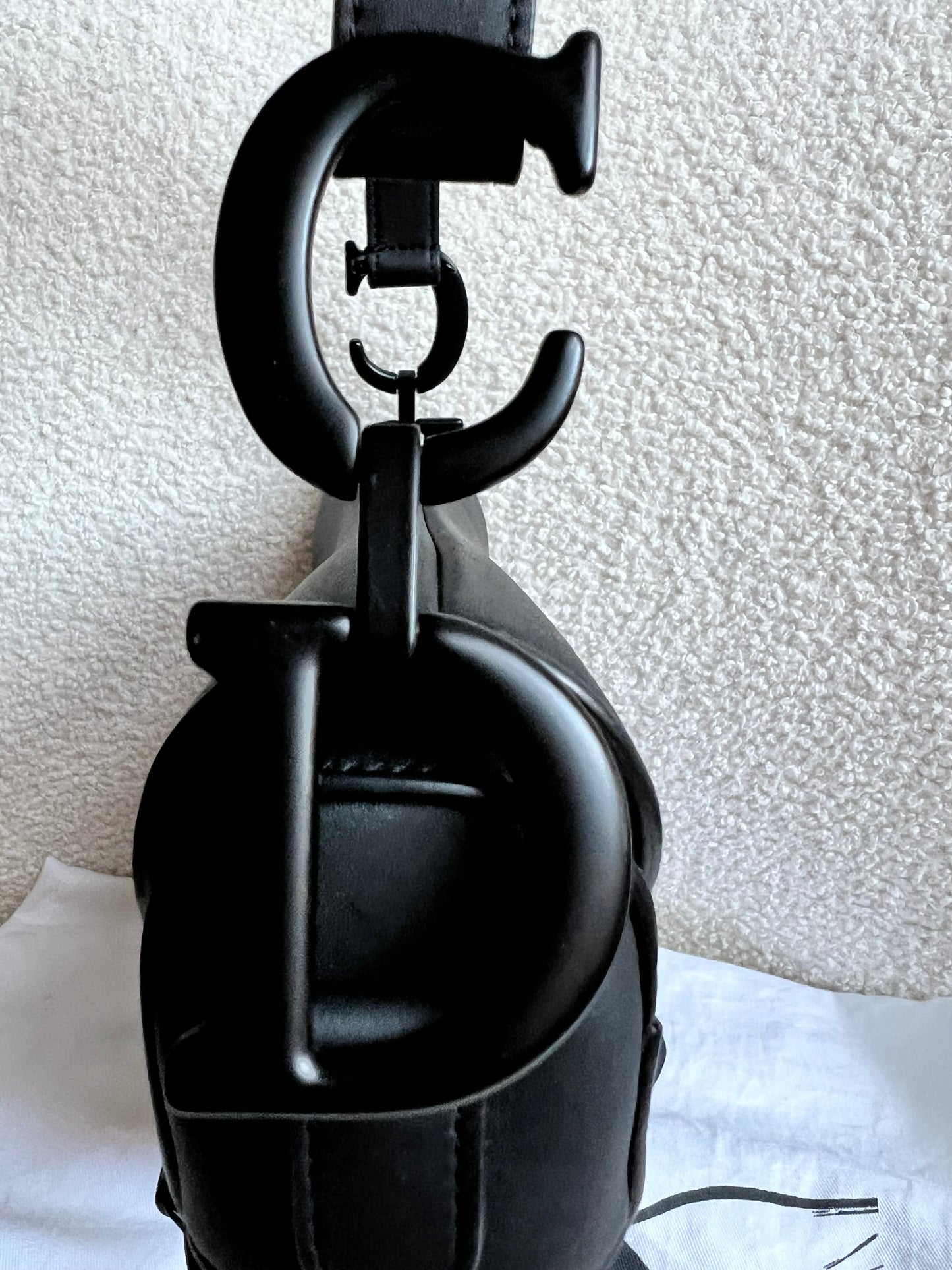 Christian Dior Black Ultra Matte Saddle Bag with Strap