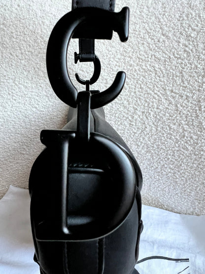 Christian Dior Black Ultra Matte Saddle Bag with Strap