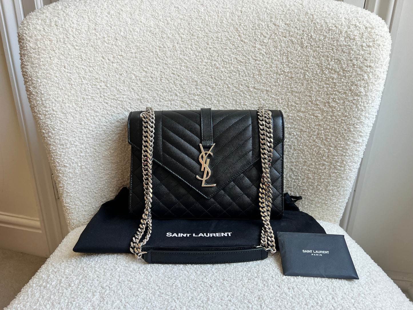 Yves Saint Laurent (YSL) Black Medium Envelope Bag (RRP £2,235)