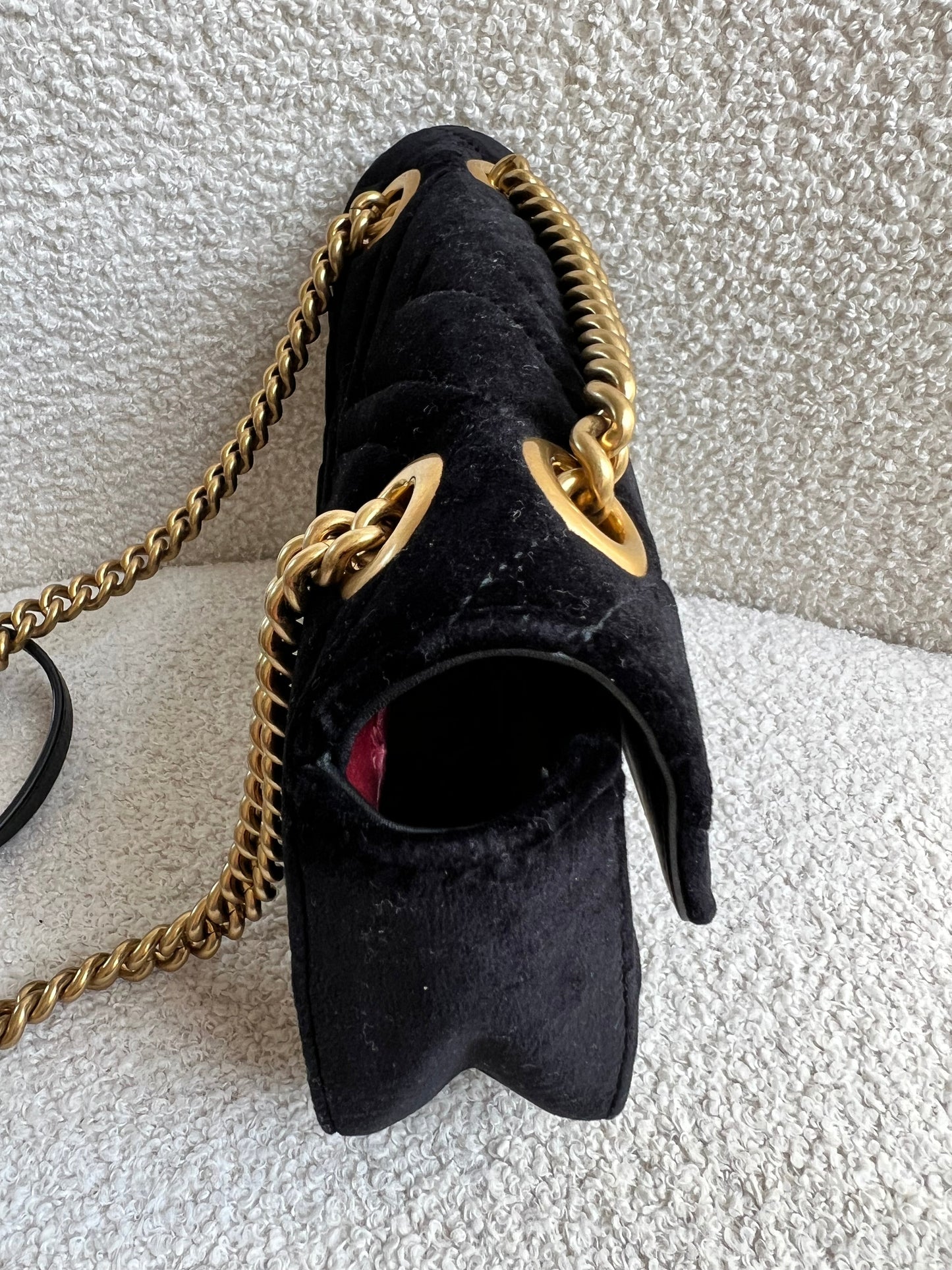 Gucci GG Black Velvet Marmont Mini Shoulder Bag (RRP £1395)
