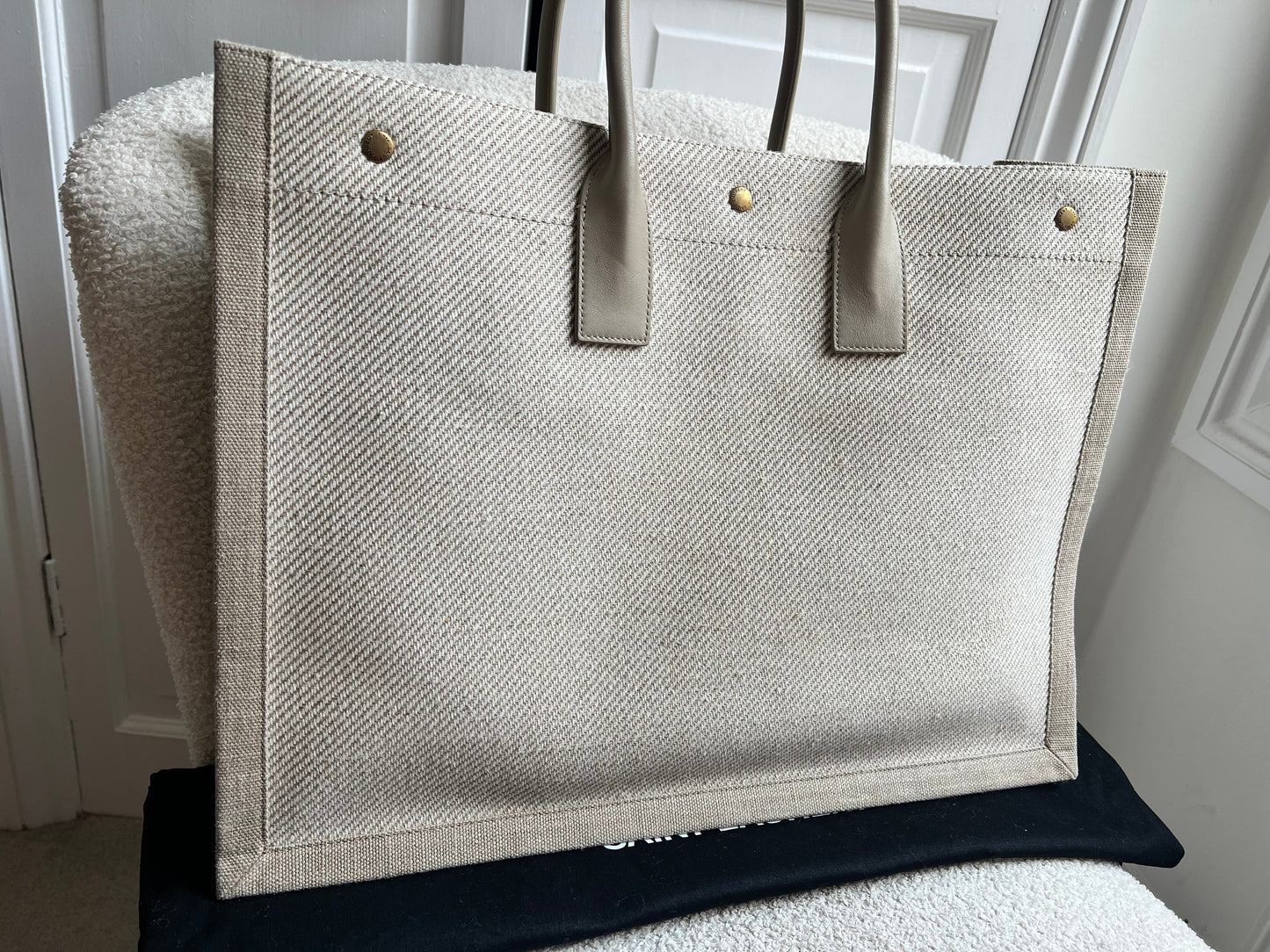 Yves Saint Laurent Large Rive Gauche in Canvas and Printed Leather (RRP £1440)