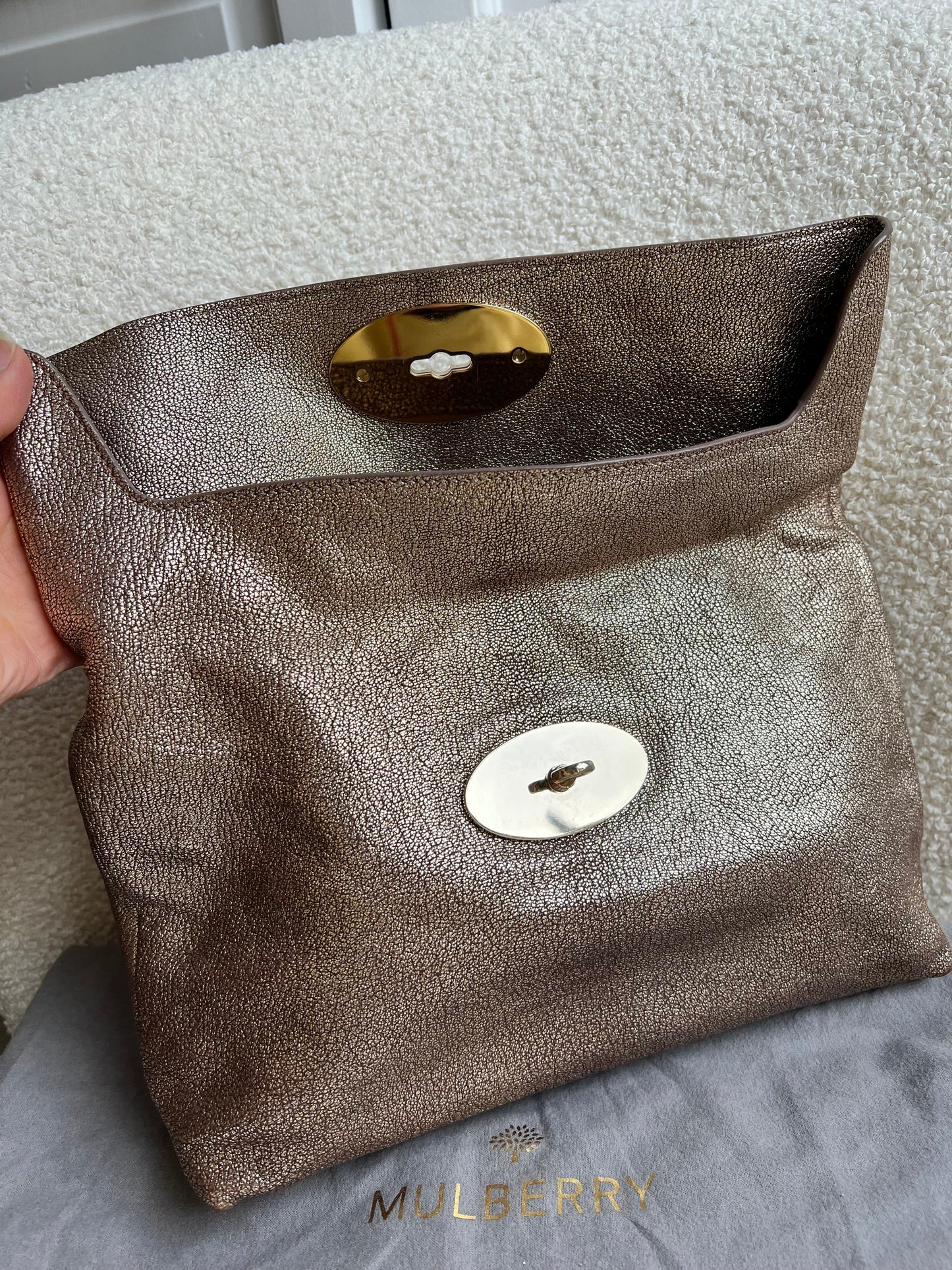 Mulberry Metallic Mushroom Clemmie Clutch (RRP £695)