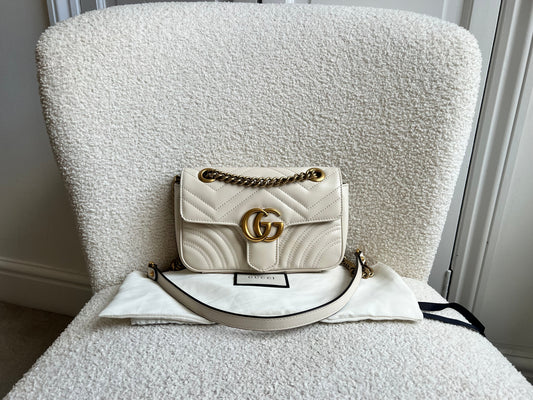 Gucci GG White Marmont Mini Shoulder Bag (RRP £1,890)