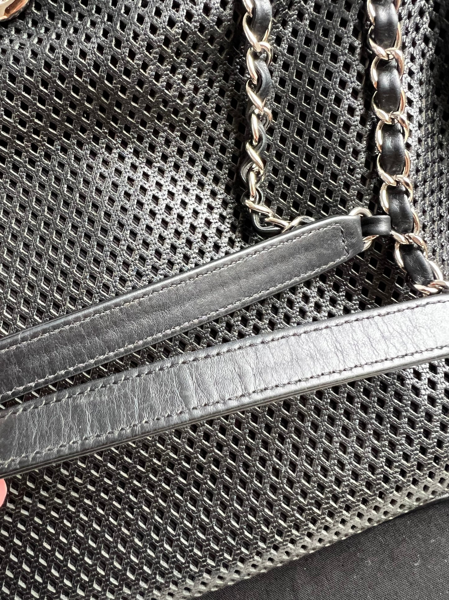 Chanel Black Perforated Up in the Air Tote Retro