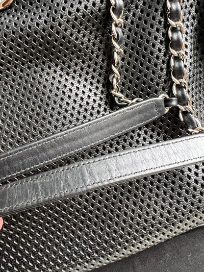 Chanel Black Perforated Up in the Air Tote Retro