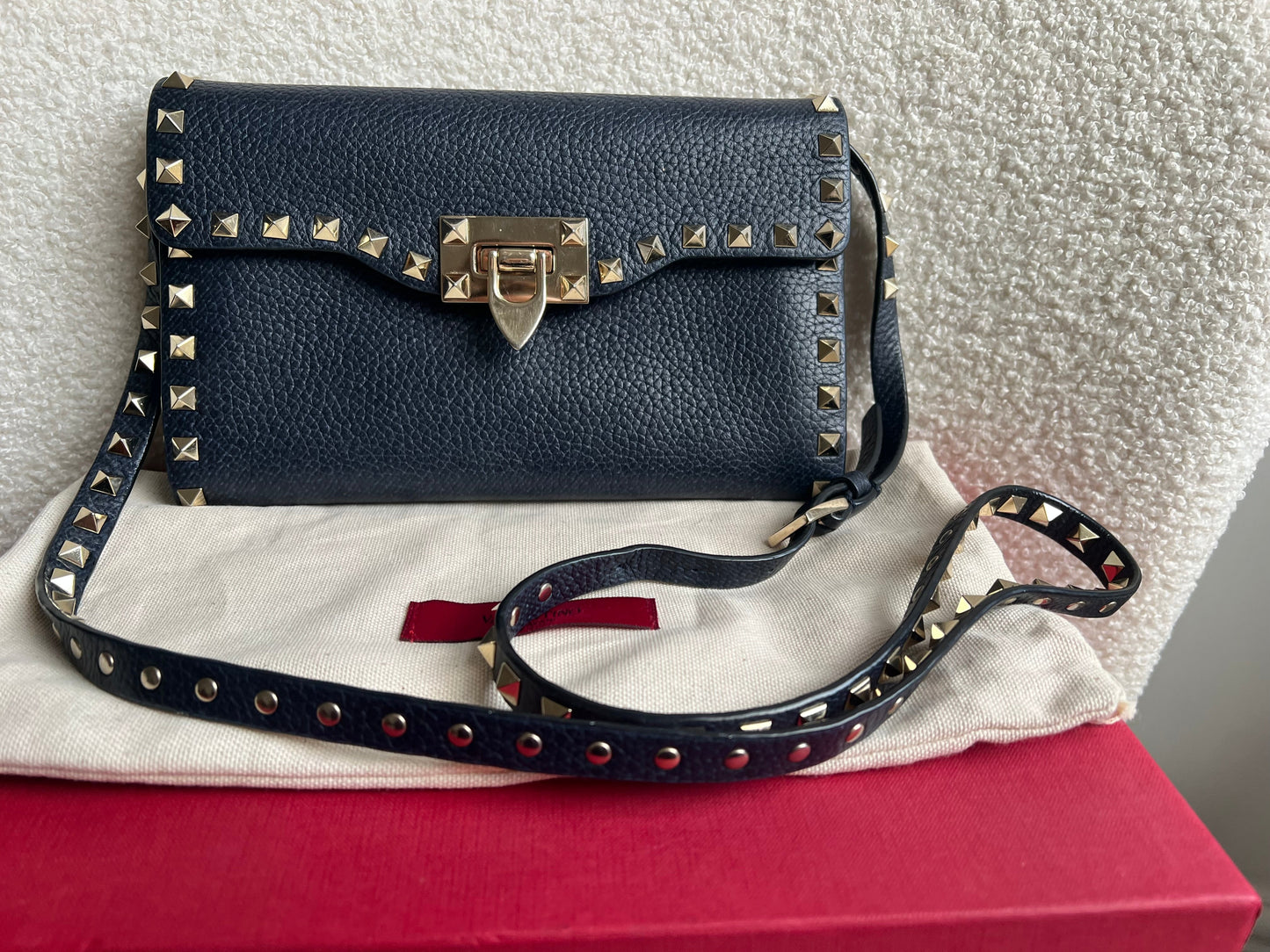 Valentino Garavani Navy Blue Rockstud Crossbody